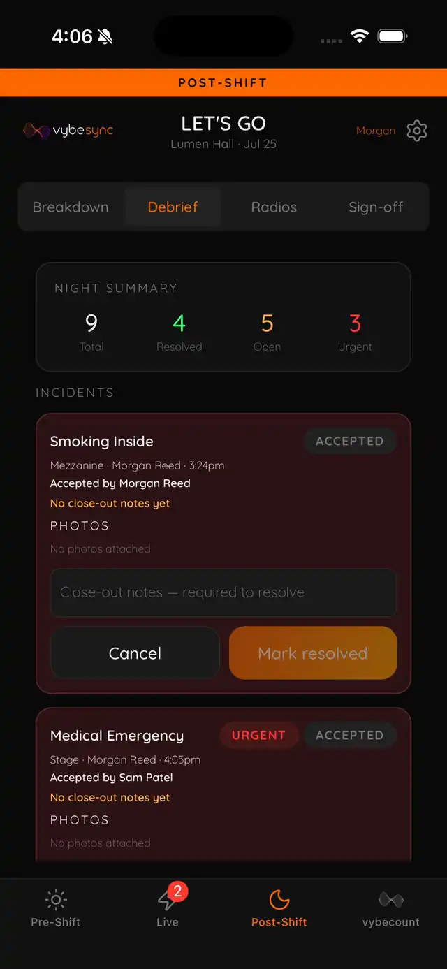 vybesync debrief animation
