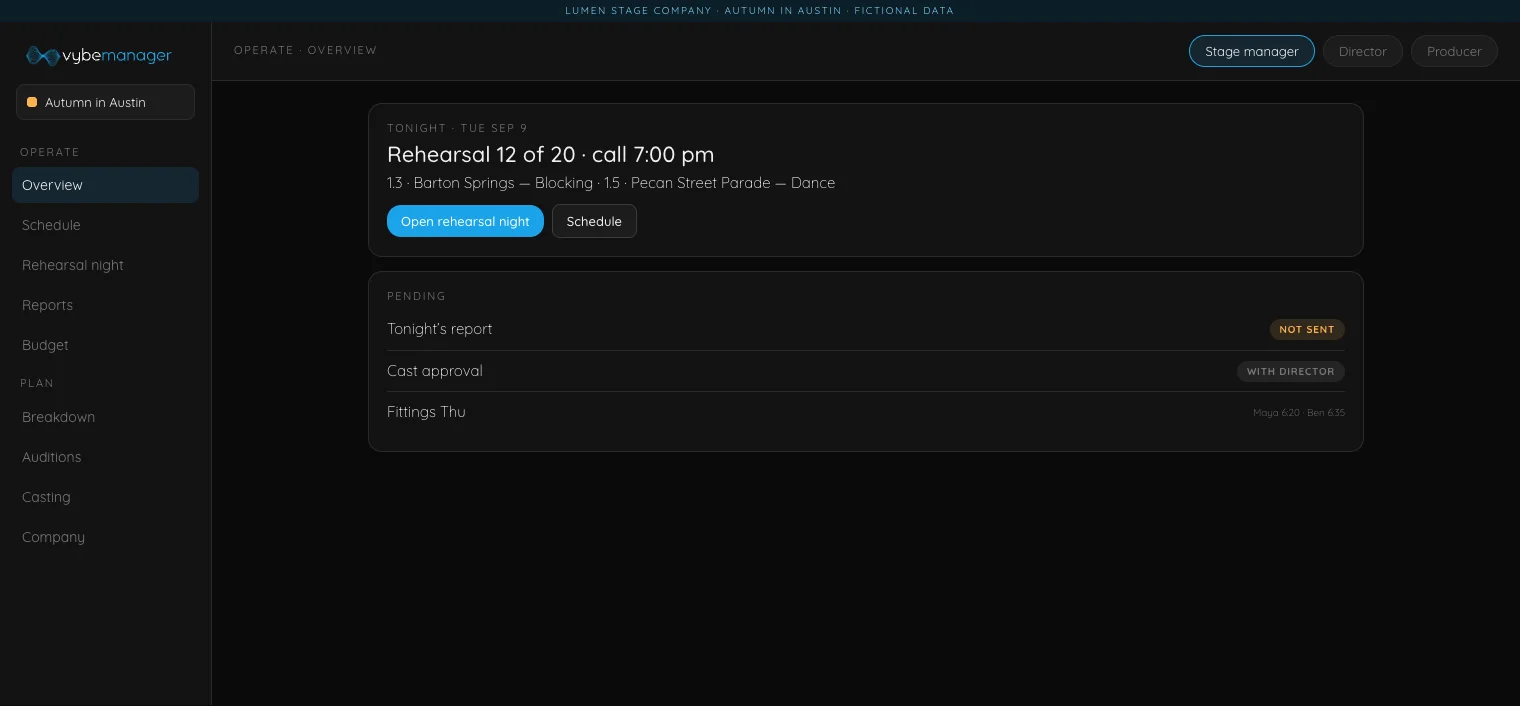 vybemanager theatre console concept