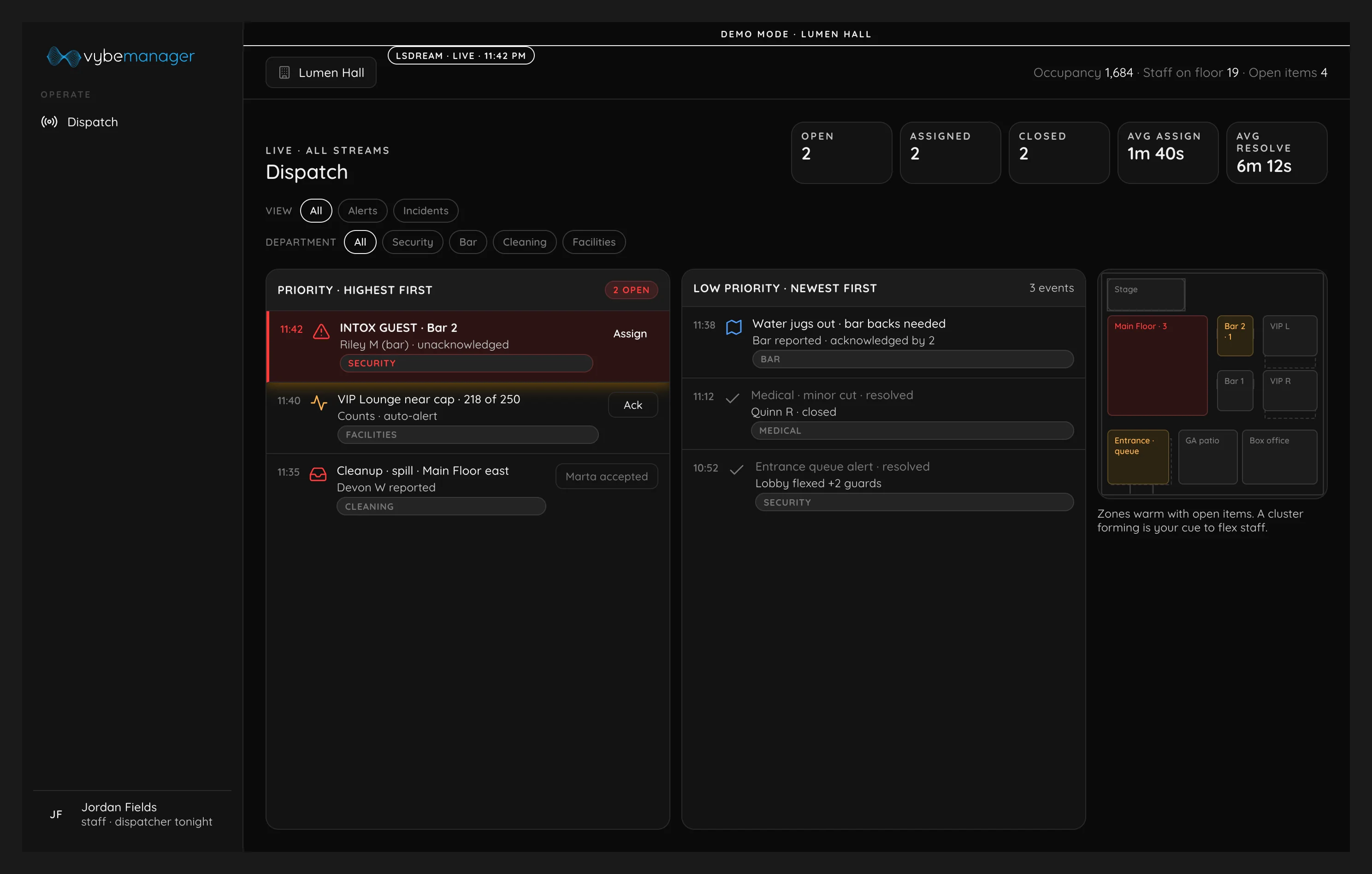 vybemanager dispatch console